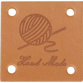 Nášivka Bellatex Nášivka Hand Made kožená 25x25 mm hnědá
