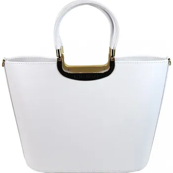 Dámská elegantní jemně hrubá pevná kabelka do ruky Grosso S7 bílá | KabelkyproVas.cz