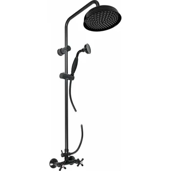 Vodovodní baterie RAV Slezák Vodovodní baterie sprchová MK181.5/7CMAT Morava Retro s hlavovou a ruční sprchou, barva černá matná, rozměr 150 mm