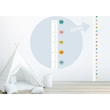 Samolepící dekorace Pastelový dětský metr samolepka na zeď výška 150 cm