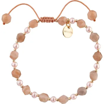 Náramek Pozlacený náramek z mosazi s amazonity a syntetickými perlami - AR537-5094