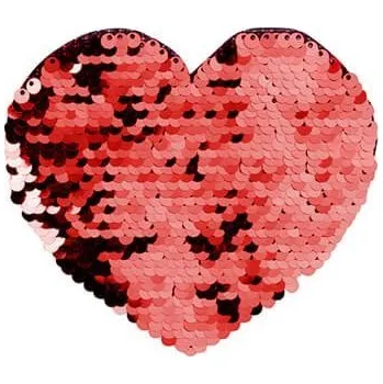 Dvoubarevné nažehlovací flitry na sublimaci srdce 12x10,5 cm červené sublimace termotransfer