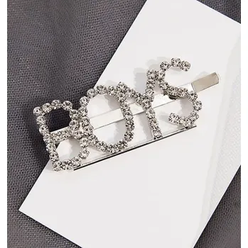 Ozdoba do vlasů Flamenco Mystique Spona do vlasů Křišťálová s nápisem BOYS, 6x2 cm, obecný kov bez niklu a chromu