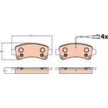 Sada brzdových destiček, kotoučová brzda TRW GDB2106