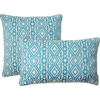 BOHOLOGY Modro-béžový set dvou venkovních povlaků na polštář Aztec