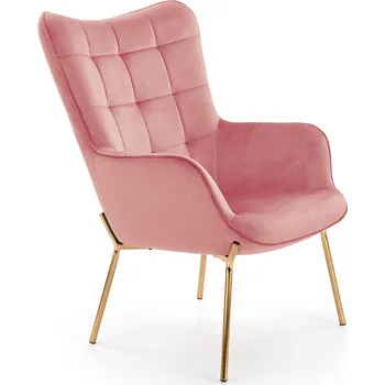 Křeslo HALMAR Odpočinkové křeslo CASTEL 2 - růžová / zlatá