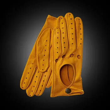 Rukavice Dámské elegantní kožené rukavice na řízení i do města Barva: Žlutá, Velikost: 7,5