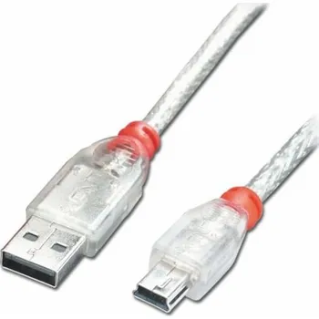 Datový kabel Lindy USB-A - miniUSB USB kabel 1 m průhledný (41782)