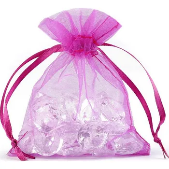 Balící papír Dárkový pytlík 9x11 cm organza - růžová pink (100 ks)