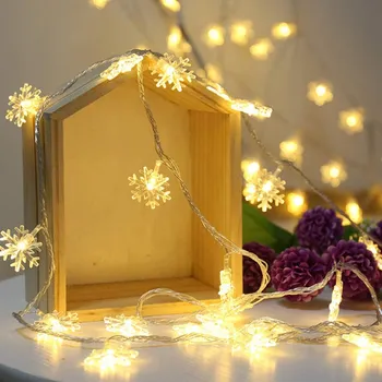 LED panel 4L Světelný LED řetěz Sněhové vločky - teplé světlo