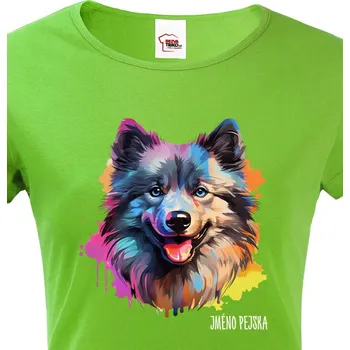 Dámské tričko Dámské tričko Německý špic vlčí, Barva Zelená, Velikost XS, Canvas Dámské tričko s krátkým rukávem 2562