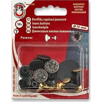 Knoflík Knoflík riflový FOREVER vel. 5 (14mm) barva staromosaz