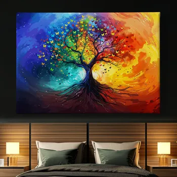 Obraz Obraz na plátně - Strom života Motýlí seance FeelHappy.cz Velikost obrazu: 40 x 30 cm