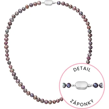 Náušnice Perlový náhrdelník z říčních perel se zapínáním z bílého 14 karátového zlata 822001.3/9269B dk.peacock