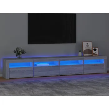 Nábytek vidaXL TV skříňka s LED osvětlením 240x35x40 cm [3152763] Barva: šedá sonoma