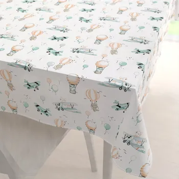 ubrus Dětský bavlněný obdélníkový ubrus Sandra SA-457 Lišky v letadýlkách na bílém 60x100 cm