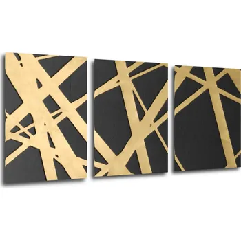 Obraz Impresi Obraz Abstraktní zlato šedý - 150 x 70 cm (3 dílný)