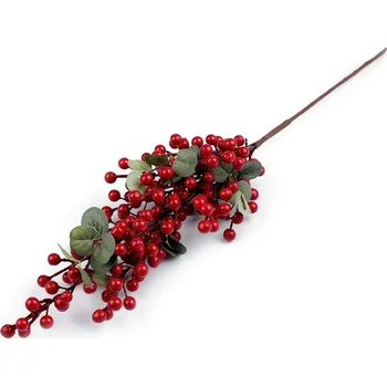 umělá květina Umělá větvička bobule 70 cm - červená