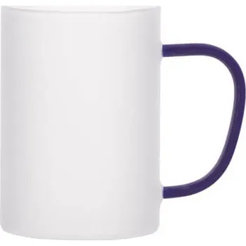 Hrnek skleněný 360 ml matný - tmavě modré ucho sublimace termotransfer