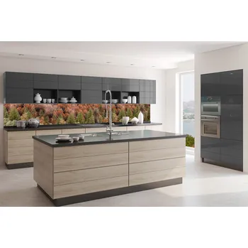 Fototapeta DIMEX | Fototapeta do kuchyně Barevný borový háj KI-350-198 | 350 x 60 cm | hnědá, zelená + Samolepicí fototapeta za kuchyňskou linku DIMEX Barevný borový háj v šíři 350 cm