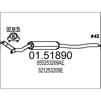 Tlumič výfuku Predni tlumic vyfuku MTS 01.51890