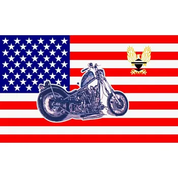 Vlajka A.B. Vlajka USA s motorkou Chopper 90x150cm č.77