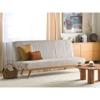 Pohovka Rozkládací pohovka béžové látkové čalounění 2sedák kovové nohy moderní styl obývací pokoj Beliani