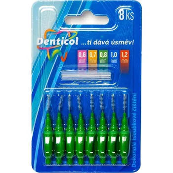 Mezizubní kartáček Denticol P01 vel. 0,8 mm - mezizubní kartáček s&nbsp;plochou rukojetí, 8ks