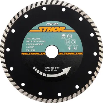 Brusný kotouč Sthor | Kotouč řezný diamantový 180x7,5x2,4x22,2mm Turbo TO-08792