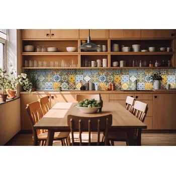 Fototapeta DIMEX KI-420-243 Vintage barevné kachličky 420 x 60 cm hnědá