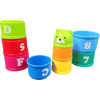 Hračka pro nejmenší Leventi Dětské balanční barevné stohovací hrnečky, skládací věž