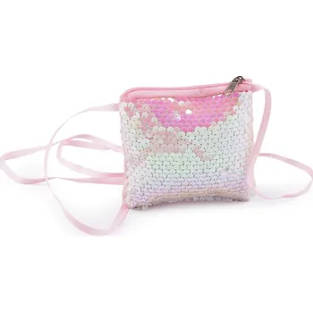 Kabelka Stoklasa Dívčí kabelka / pouzdro na krk s flitry 11x10 cm Růžová