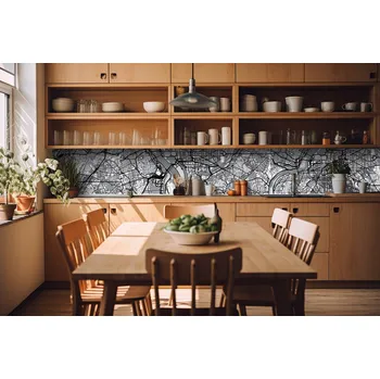 Fototapeta DIMEX | Fototapeta do kuchyně Mapa Washingtonu D.C. KI-420-186 | 420 x 60 cm | černobílá + Samolepicí fototapeta za kuchyňskou linku DIMEX Mapa Washingtonu D.C. v šíři 420 cm