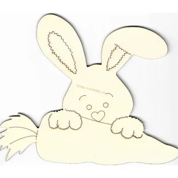 Překližka Dřevěný výřez z překližky, CEDULKA-KRÁLÍK S MRKVÍ, 18,5x15cm, 1ks