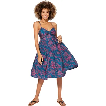 Dámské šaty ETNO Letní květované Šaty PRIA modré Barva: Modrá, Barevná, Velikost: S/M