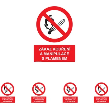 Walteco Zákaz kouření a manipulace s plamenem 210x297mm, formát A4, samolepka Množství: 5 ks