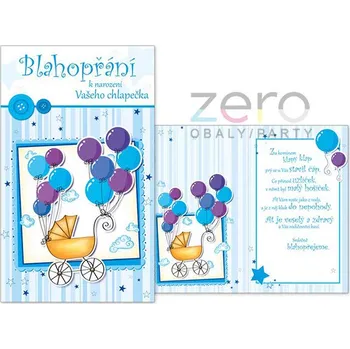 Přání s textem k narození + obálka - chlapeček III