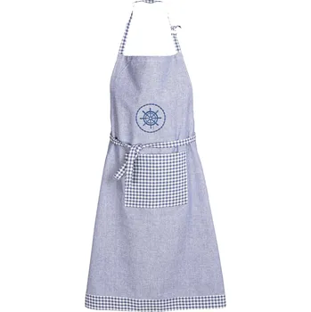 Kuchyňská zástěra Forbyt 2203 kuchyňská zástěra 70 x 90 cm kruh a káro modrá