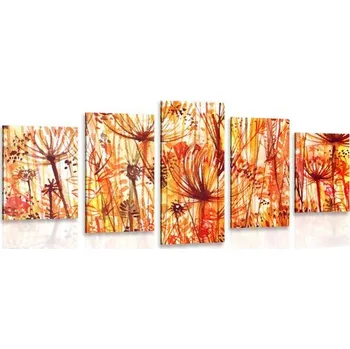 Obraz Dovido 5-dílný obraz pampeliška v oranžových odstínech