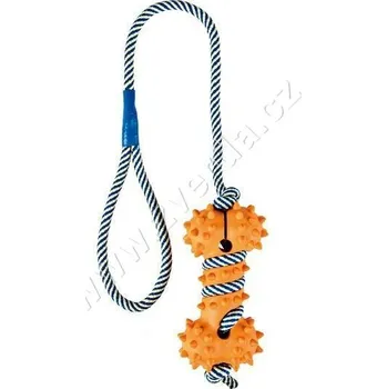 Hračka pro psa Vrhací činka na fosforeskující šňůře 11cm/40cm