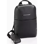 PORSCHE DESIGN Studio Backpack XS Batoh do města v setu s malou etují na popruh černá (Malý batoh Porsche Design s přihrádkou na tablet a nastavitelnými popruhy.)