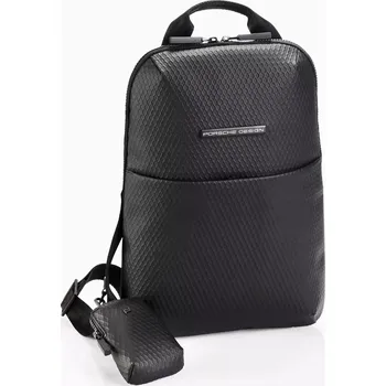 PORSCHE DESIGN Studio Backpack XS Batoh do města v setu s malou etují na popruh černá (Malý batoh Porsche Design s přihrádkou na tablet a nastavitelnými popruhy.)