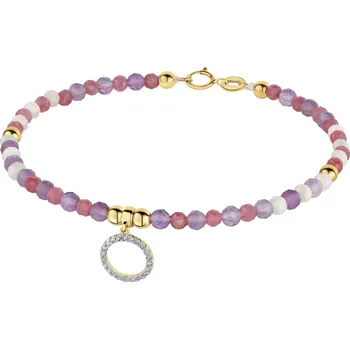 Náramek Náramek s diamanty, ametysty, turmalíny, horským křišťálem a prvky ze žlutého zlata - kroužek - 18 cm - ryzost 585 - 220.720