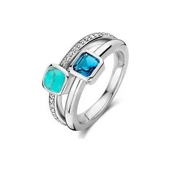 Prsten Prsten TI SENTO s modrým krystalem a zirkony 12326DB/52