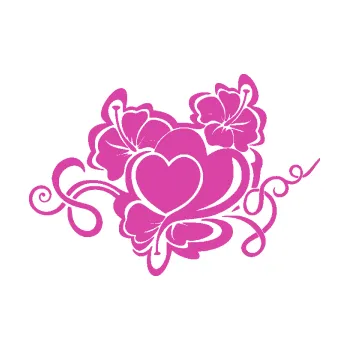 Samolepící dekorace SAMOLEPKA Květina dekor 048 pravá ibišek a srdce (16 - růžová) NA AUTO, NÁLEPKA, FÓLIE, POLEP, TUNING, VLASTNÍ TEXT, TISK, AUTOSAMOLEPKY.cz, POLEPY, OBRÁZEK, LOGO, SAMOLEPKY