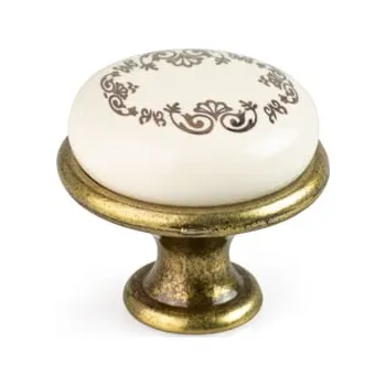 Nábytkové kování Interex design Úchytka knopka LUNAS / Staromosaz - motiv ornamenty