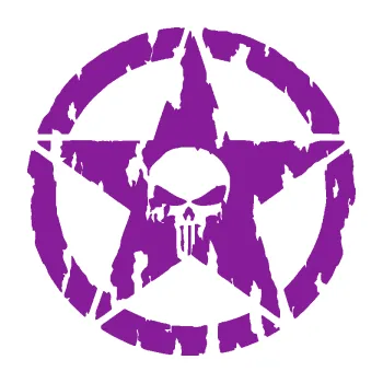 Samolepící dekorace Hvězda Army 009 Punisher potrhaná (14 - fialová) SAMOLEPKA NA AUTO, NÁLEPKA, FÓLIE, POLEP, TUNING, VLASTNÍ TEXT, TISK, AUTOSAMOLEPKY.cz, POLEPY, OBRÁZEK, LOGO, 3D STICKERS