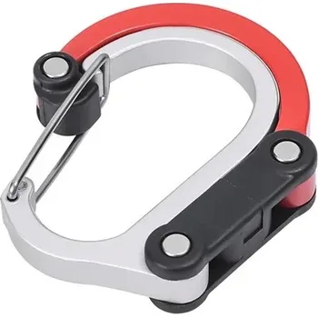 Hliníková karabina D-Shape s otočným háčkem | multifunkční karabina - Červené