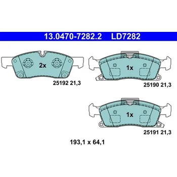 Brzdová destička Sada brzdových destiček, kotoučová brzda ATE 13.0470-7282.2