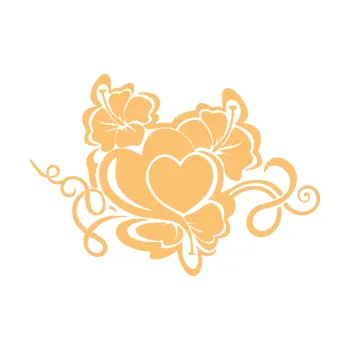 Samolepící dekorace SAMOLEPKA Květina dekor 048 levá ibišek a srdce (08 - béžová) NA AUTO, NÁLEPKA, FÓLIE, POLEP, TUNING, VLASTNÍ TEXT, TISK, AUTOSAMOLEPKY.cz, POLEPY, OBRÁZEK, LOGO, SAMOLEPKY